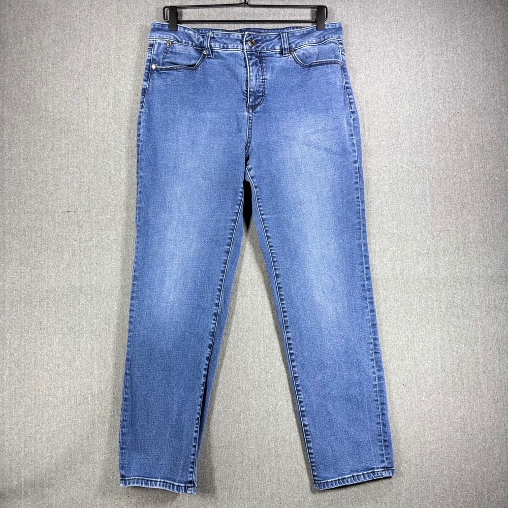 Talbots Jeans Women Size 12 Blue Simply Flattering 5-Pocket Straight Leg Denim - Picture 1 of 7